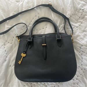 Fossil Black Leather Large Crossbody NWOT